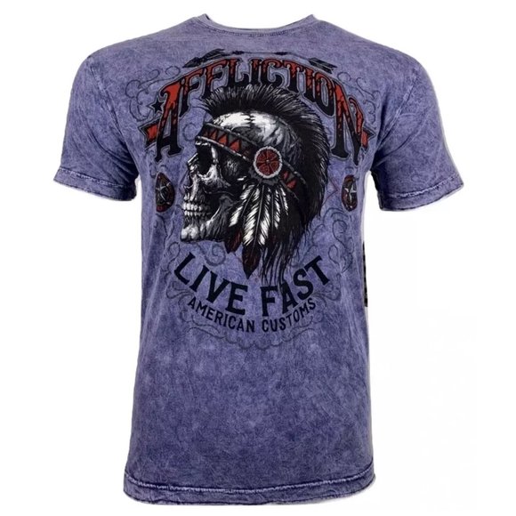 AFFLICTION Men's T-Shirt AC IROQUOIS Premium Black - Picture 1 of 8